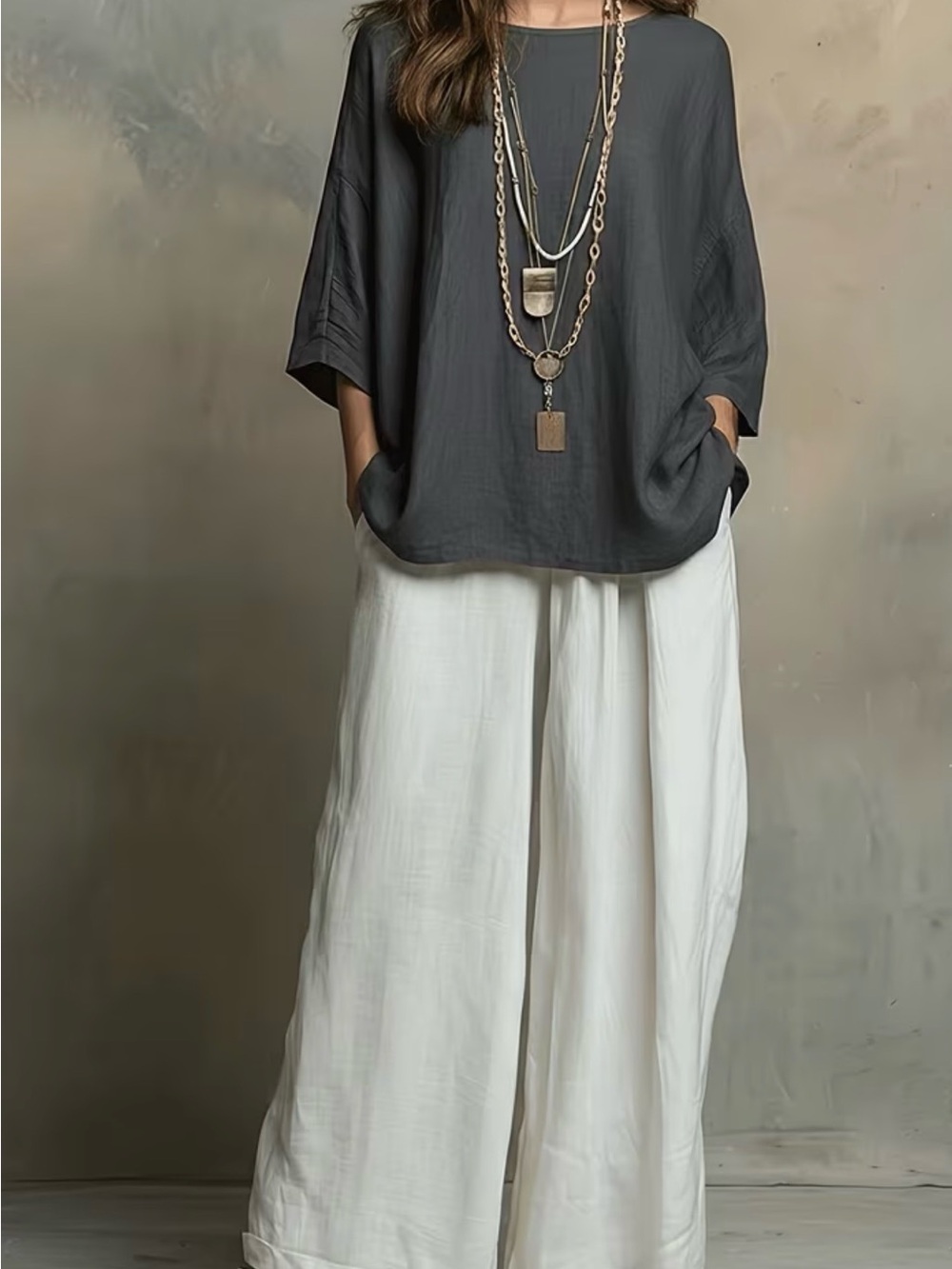 Relaxed Wide-Leg White Linen Pants